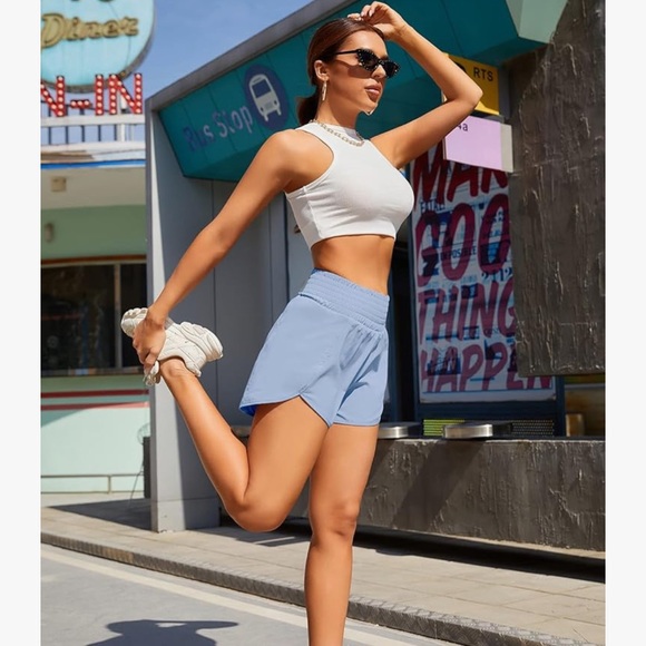 Women’s Athletic Running Shorts- Sky Blue - Picture 6 of 7